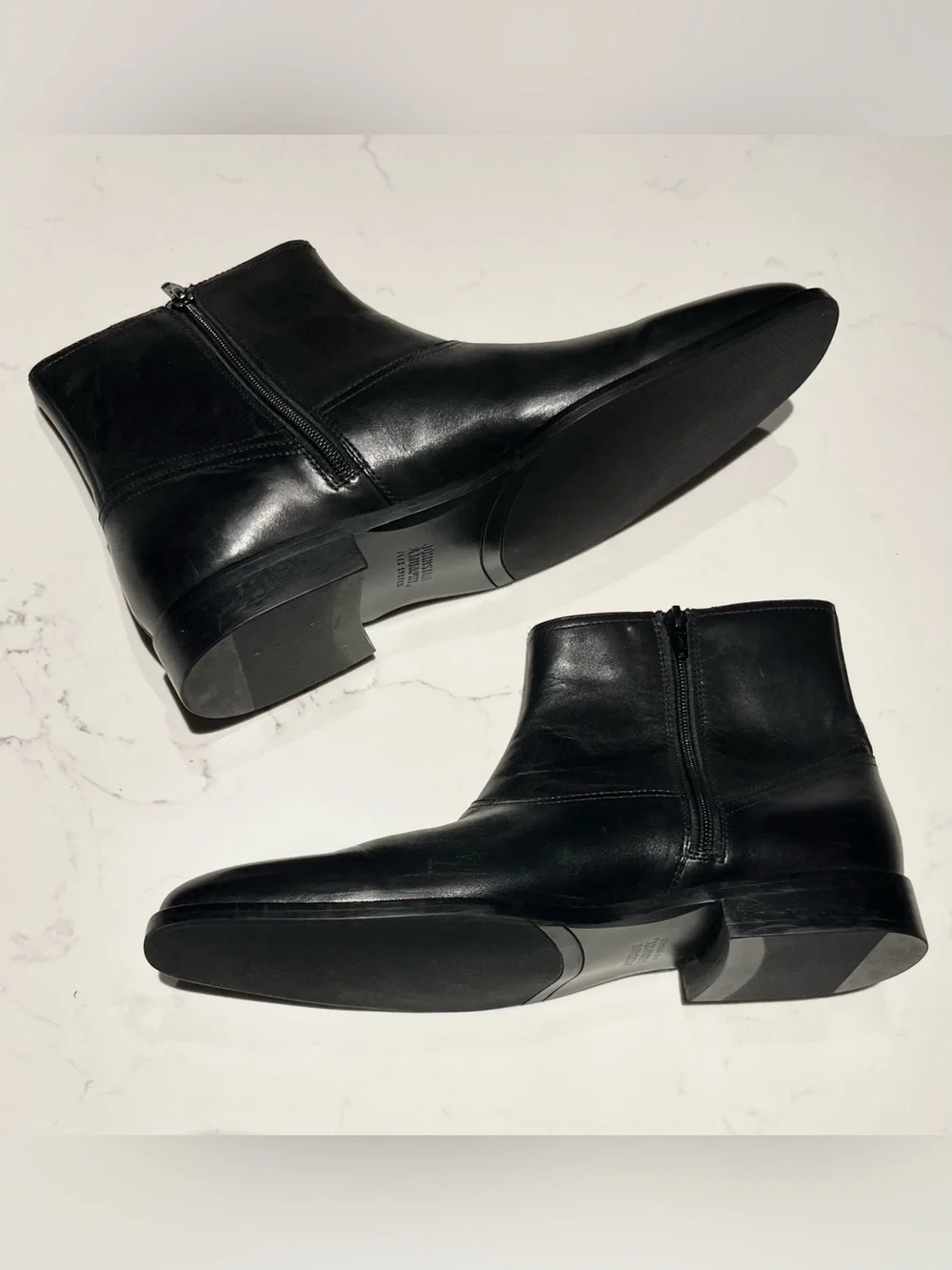 Johnston & Murphy • 10.5 • Men's Side Zip Chelsea Black Leather Dress Boots